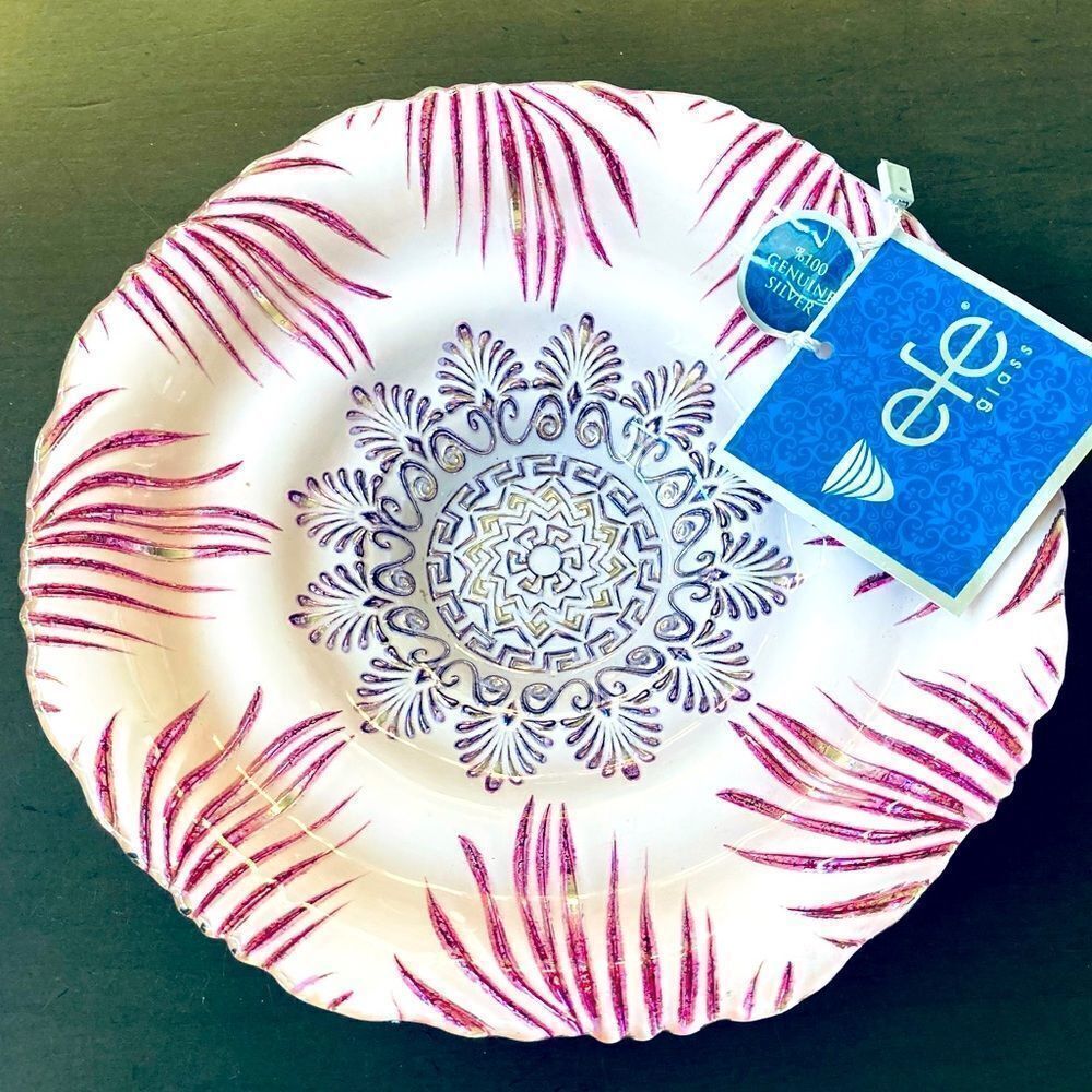 Turkish Handmade Pink Wavy Glass Decor Bowl